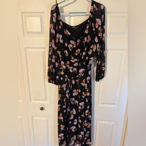 Ava & Viv Black Floral Long Sleeve Dress